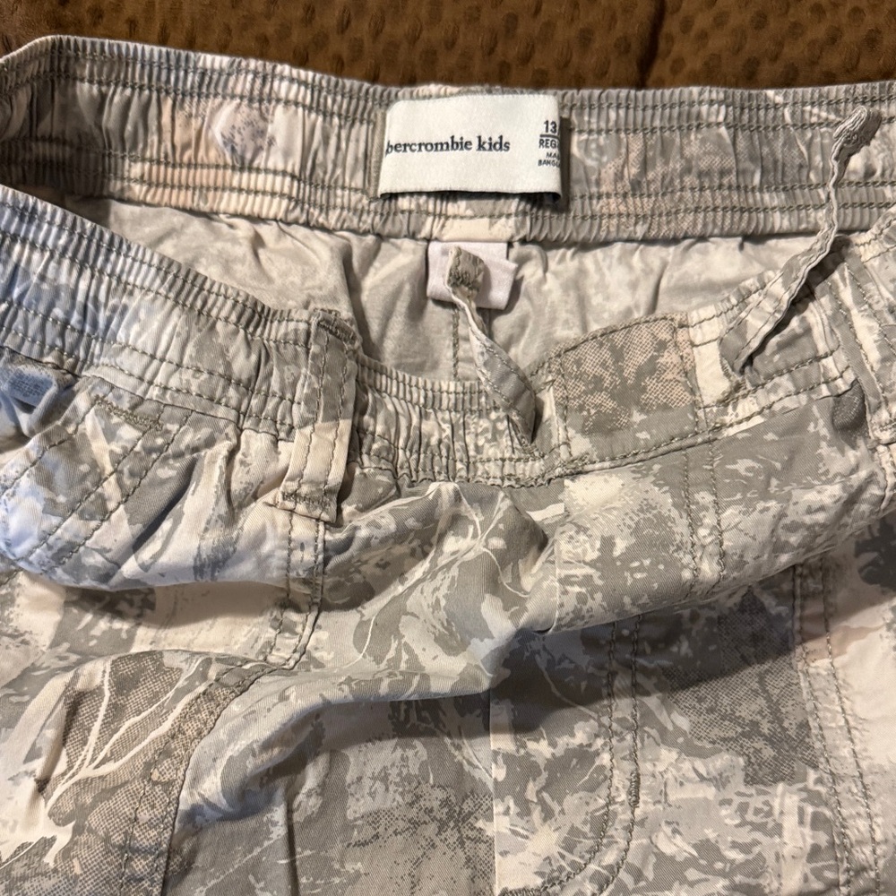 abercrombie kids gray camo shorts